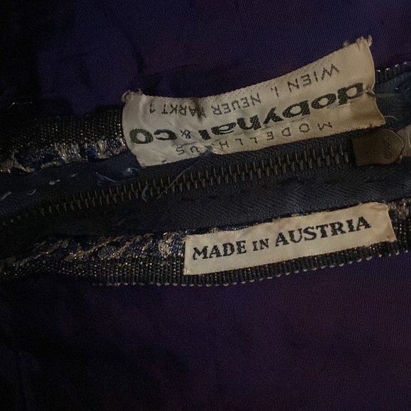 Vintage 1960s Modes Chez Elita Brocade Blue and Metallic Dress - Picture 7 of 10